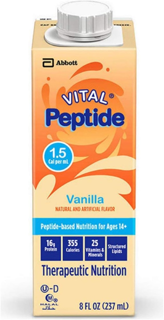 1.5 Cal, 24 Count, Formula nutrizionale completa, bilanciata per età 14+ con condizioni GI, con proteine 16g e prebiotici, per alimentazione orale o tubo, Vanilla, cartone 8-fl-oz