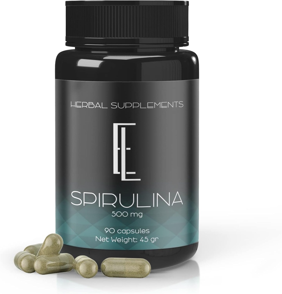 Incantato Living Spirulina Capsules - 90 x 500 mg, Superfood Basato sulle piante ad alta potenza, Integratori, Cellulosa Vegetale Non OGM