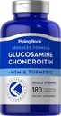 Piping Rock Glucosamine Chondroitin MSM e Turmeric | 180 capsule | Supplemento complesso | Advanced Double Strength Formula | Non-GMO, Gluten Free