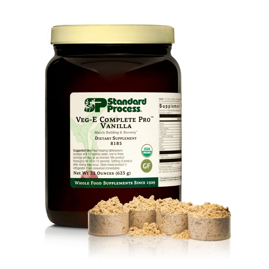 Standard Process Veg-E Complete Pro - Polvere proteica organica a base vegetale per la costruzione e il recupero del muscolo - Supporta capelli, pelle e chiodi - Vegan & Gluten-Free - Vanilla, 18 Serve
