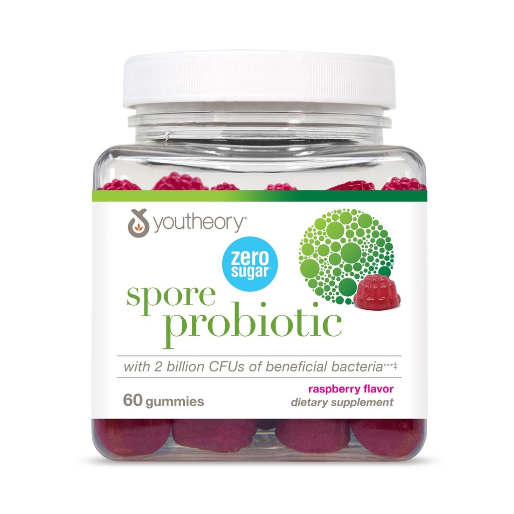 Youtheory Spore Probiotic - Vegan Gut & Digestive Support* - Contiene Bacillus Coagulans - Dairy, Soy, & Gluten Free - 60 Gummies