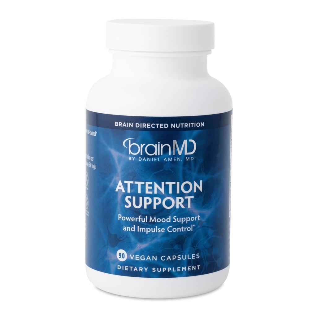 BRAINMD Dr Amen Attenzione Support - 90 capsule - Promuove la messa a fuoco mentale e il controllo Impulso - Gluten Free - 30 Serve