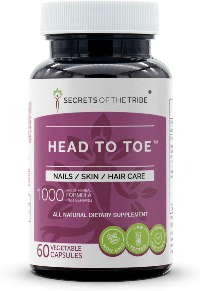 Testa a Toe 60 capsule, 1000 mg, camomilla, strega Hazel, Pot Marigold, curcuma, ortica, ortica, rosmarino. Chiodi/Skin/Hair Care (60 capsule)