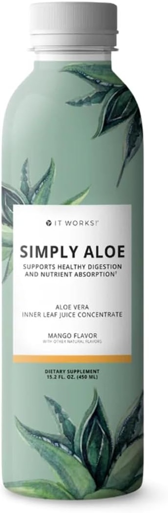 Funziona! Semplicemente Aloe - Mango Flavor - 15.2 Fl Oz - Refreshing, Nutritious Drink - Aloe Vera Inner Leaf Juice Concentrate - Supporta Digestione sana, Assorbimento Nutriente, e Benessere generale