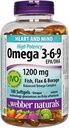 Webber Naturals Omega 3-6-9 ad alta potenza 1200 mg · Pesce, Flax & Borage, 180 softgels