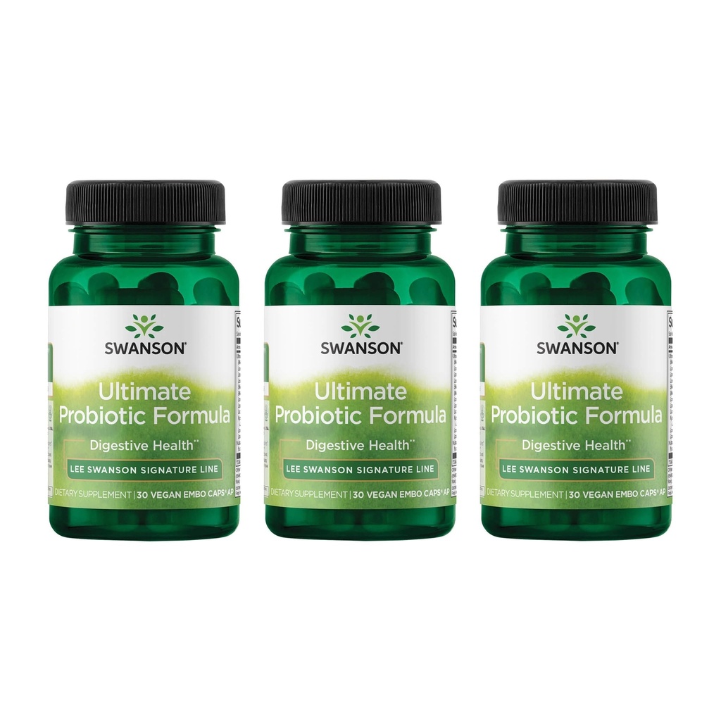 Swanson Ultimate Probiotic Formula Digestive Health Immune System Support 66 miliardi CFU Prebiotic NutraFlora scFOS 30 DRcaps Veggie Capsules (Caps) (3 Pack)