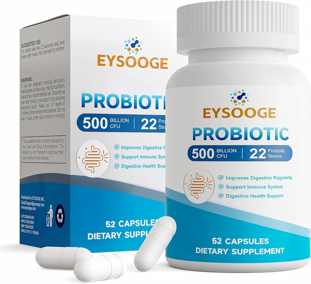 Probiotici per le donne e gli uomini, Pro Formula, Integratore Probiotico Quotidiano, Aiuta Soothe Occasional Abdominal Discomfort & Bloating, 500 miliardi di CFU, 22 Strains, 52 Capsule