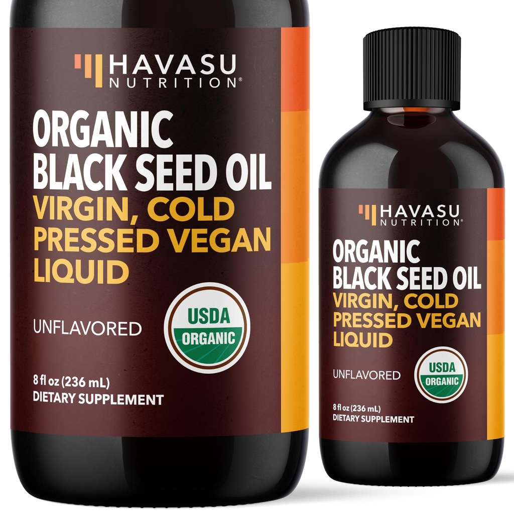 Liquido a freddo dell'olio del seme nero organico - Supplemento di cumino nero per la funzione del sistema immunitario, supporto digestivo, Nourishment dei capelli & salute generale - 8 Fl Oz - non aromaed, Non-GMO, Vegan