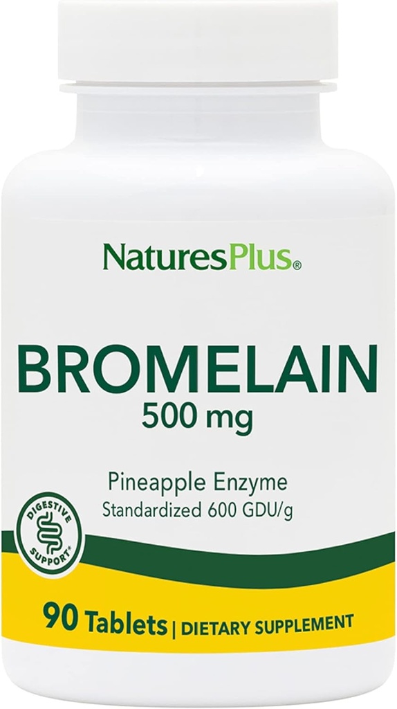 Natures Plus Bromelain - 500 mg, 90 compresse vegetariane - Natural Proteolytic Enzyme Supplement- Gluten-Free - 90 porzioni