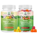 Bundle di Omega DHA Gummies per i bambini - acidi grassi Omega 3 6 9 - vitamina C per cervello, immunità e visione e vitamina D Gummies per i bambini - 1000 IU per il servizio - Immune supporto muscolare denti & Bone salute
