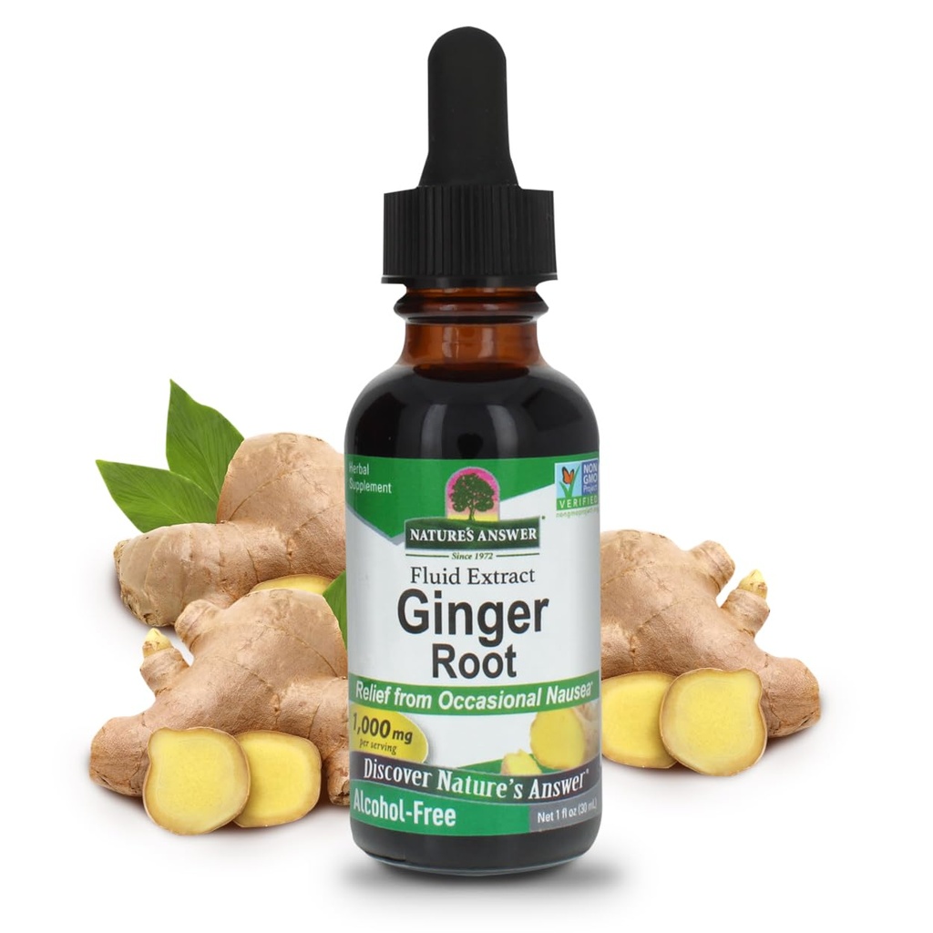 La risposta della natura Ginger Root Alcohol estratto libero 1 oncia | Supporta la funzione di stomach | Vegan | Vegetariano | Non OGM | Gluten Free