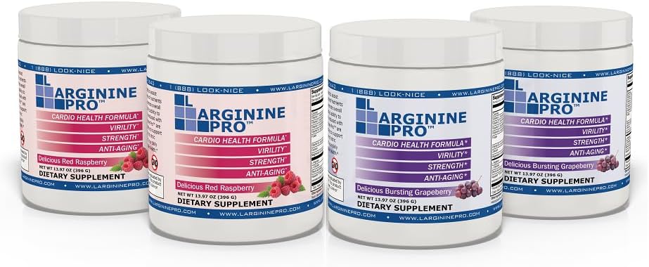 L-ARGININE PRO | 5.500mg L-Arginina Plus L-Citrullina 1,100 mg di lampone e polvere d'uva Bere supplemento di miscela per la produzione di ossigeno nitrico aumentata