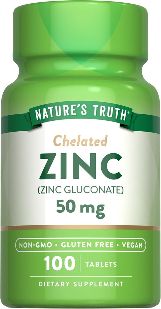 Verità della natura Chelated Zinc 50 mg compresse - 100 ct, Confezione da 2