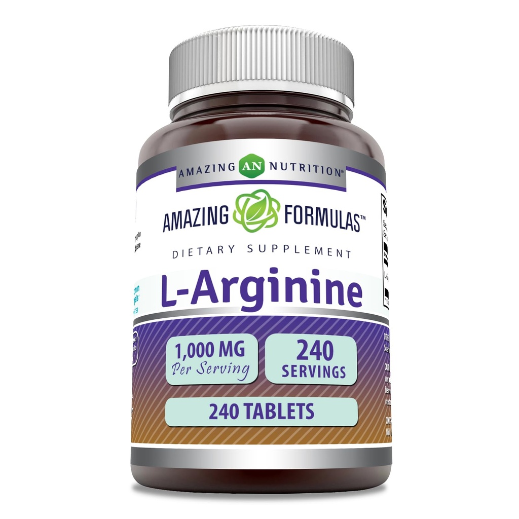 Stupefacente Formulas L-Arginina 1000mg compresse | Aminoacido supplemento per le donne e gli uomini | Non-GMO | Gluten Free | Made in USA (240 Count)