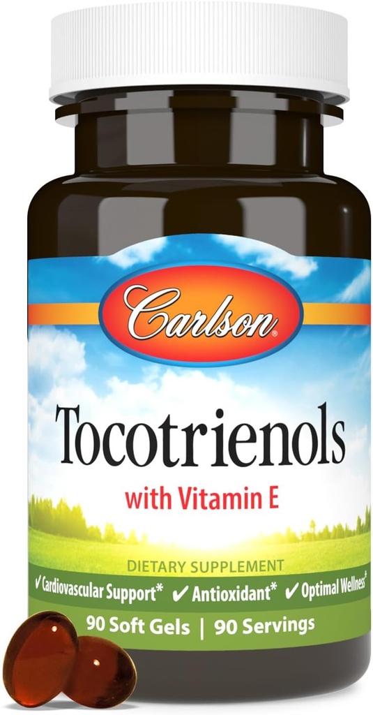 Carlson - Tocotrienols, 40 mg, con Vitamina E Natural-Source, Gamma, Alpha, Delta, Beta, Sustainably Sourced, 90 Softgels