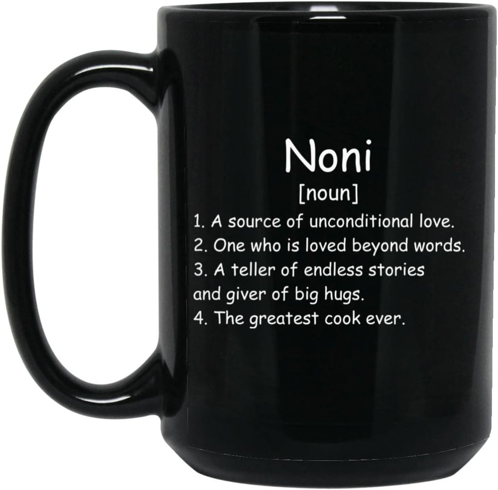 Tazza da caffè Noni Noun (nero) - Tazza Noni Definizione - Regalo per Noni - Regali di compleanno per Noni - Regali Noni - Regali di festa delle madri - Regali di Natale 15oz