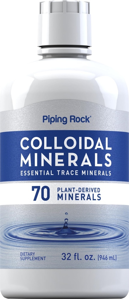 Piping Rock Minerali Colloidali Liquido | 32 fl oz | Supplemento di tintura non aromatizzata | Piani Derived Essential Trace Minerals | Vegetariano, Non OGM, Gluten Free