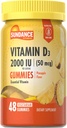 Sundance Vitamin D3 Gummies | 2000 IU | 48 Count | Ananas Flavor | Vegetariano, Non OGM e Gluten
