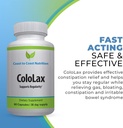 Rilievo di costipazione gentle ColoLax per adulti - Sgabello Softener & Colon Cleanse con Psyllium Husk - Supporto per Regolarità, Rilievo da Gas & Bloating e Supporto Digestione - 60 Capsule