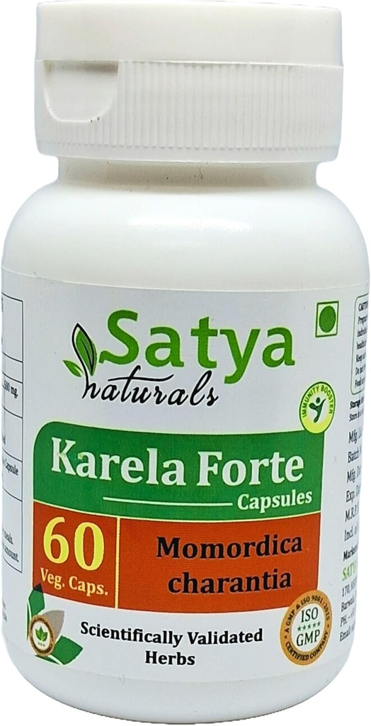 Bitter Melon Forte Capsule 500 mg. 60 Veg. Capsule | Karela (Momordica Charantia) Estratto di capsule per uomini e donne | Ayurvedic Herbal Supplement/Remedies | 10:1 Forte (1 Bottiglia di 60 capsule)