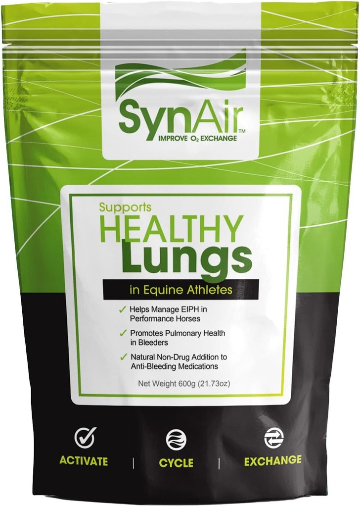 SynAir SynNutra Equine – Natural EIPH Management & Lung Support for Horses – Formula gratuita per promuovere la salute e il recupero delle vie aeree – Made in USA