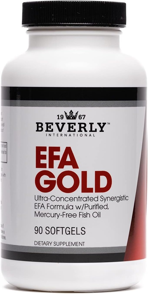 Beverly International EFA Gold, 90 capsule Softgel. EPA e DHA + Omega 6&9 acidi grassi. Combinazione Fish, Flaxseed e Borage Oil.