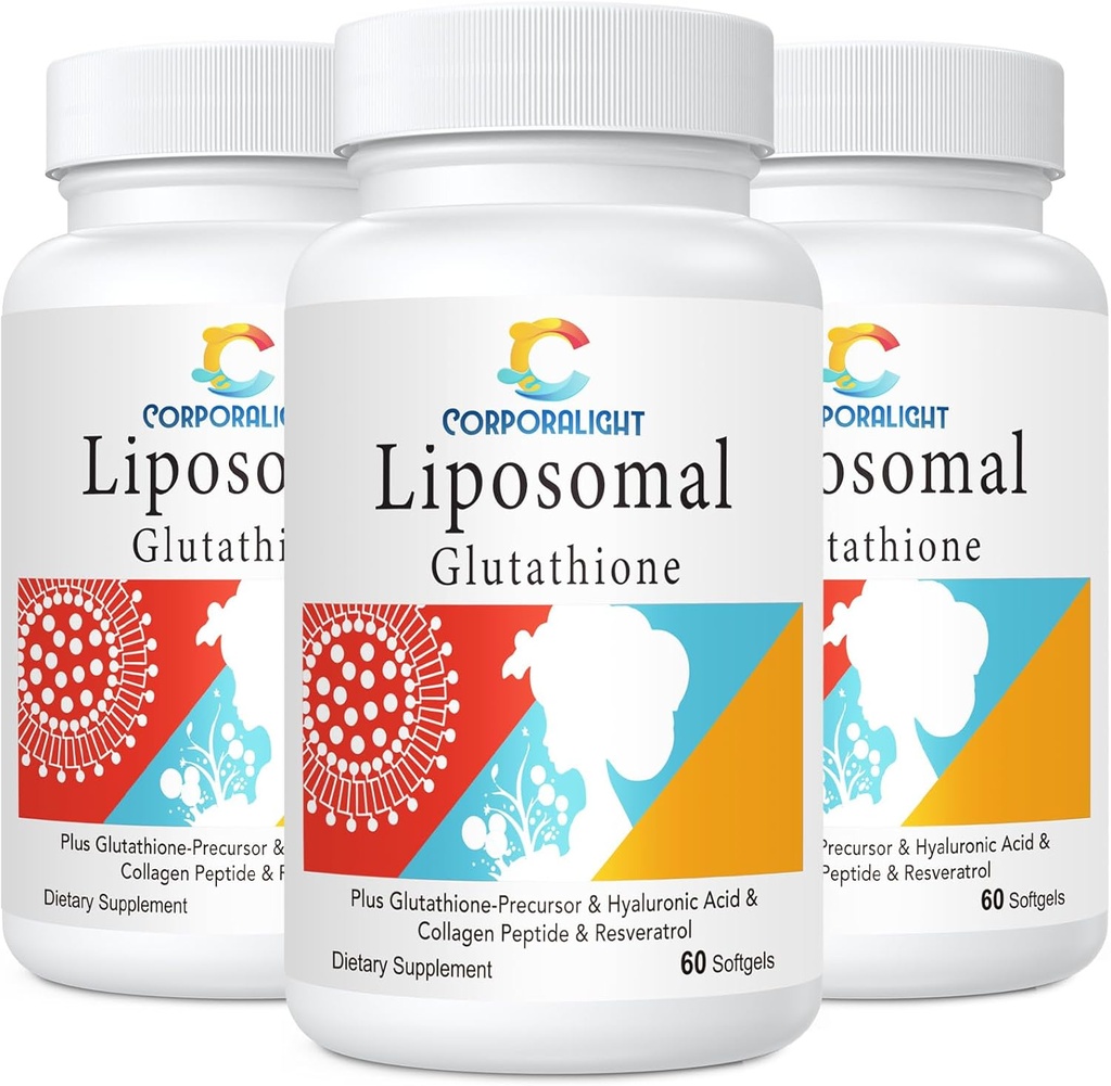 Liposomal Glutathione Softgels, Absorbimento potenziato - Consegna Liposomal, Forma attiva L-Glutathione, Cellulare, Funzione Immune & Detox Liver, Ricco in Formula Antiossidante, Gluten Free, 180 Softgels