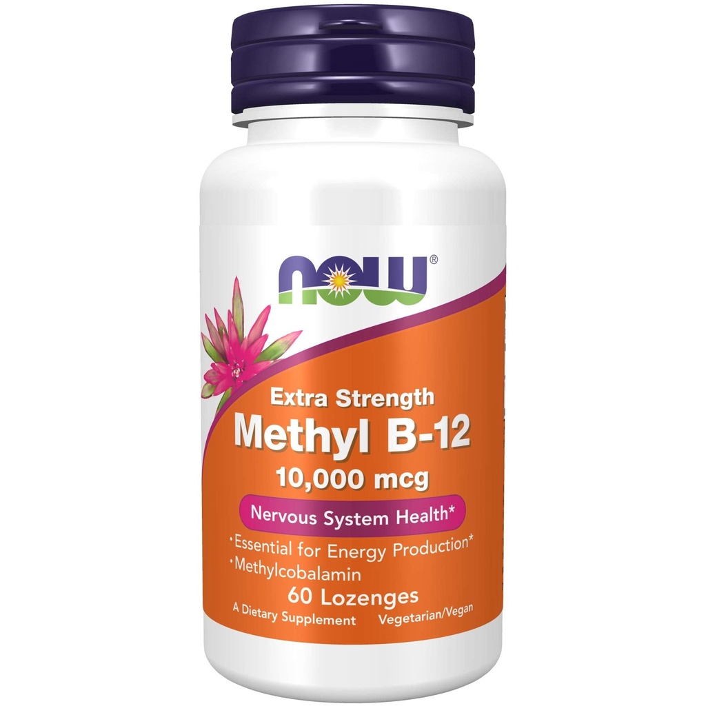 NOW Integratori alimentari, Methyl B-12 (metilcobalamin) 10.000 mcg, Nervous System Health*, 60 Lozenges