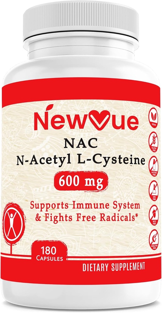 N-Acetyl L-Cysteine (NAC) 600mg, 180 Capsule - Non OGM, Gluten Free