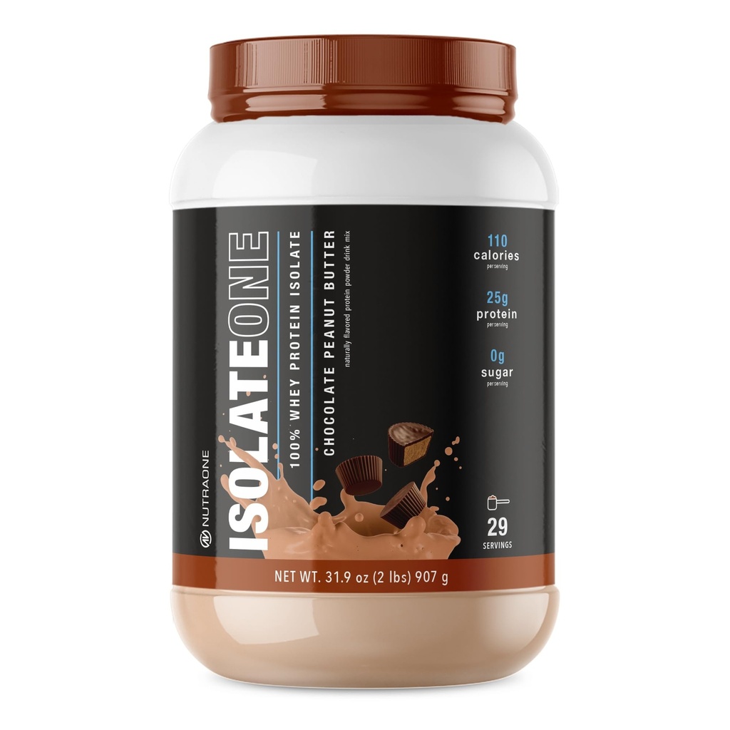 NutraOne IsolateOne Whey Isolate Protein Powder 100% Polvere isolata di siero puro (Chocolate Peanut Butter - 29 Servings)