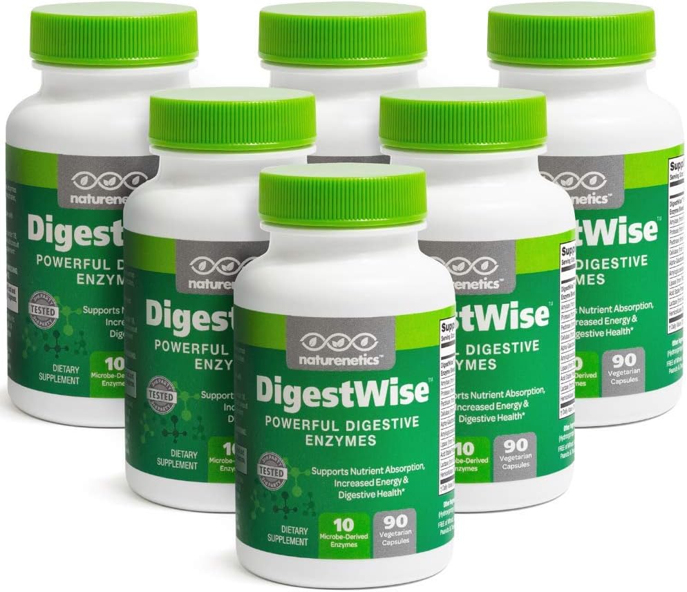 DigestWise Digestive Enzymes - 10 potenti enzimi vegani per sostenere la digestione, gas, Bloating & costipation Relief - Keto Friendly - Lab Tested - 90 capsule (6)