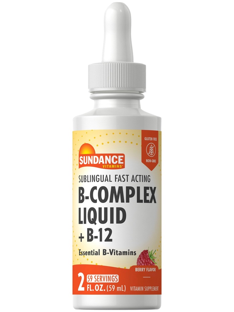 Sundance Sublingual Vitamin B Complex | 2 Ounces fluide | con B-12 | Sapore di bacche | Vegetariano, Non OGM e Integratore senza glutine