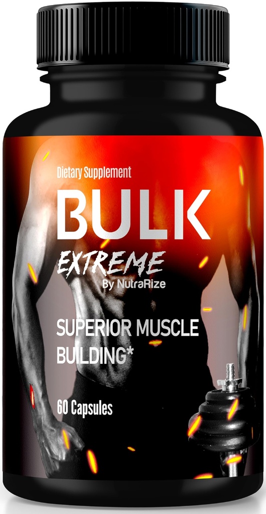 Bulk Extreme Superior Muscle Building Advanced Formula, Bulk Extreme per massa muscolare magra per gli uomini, Tutto Natural Muscle Builder, pillole maschili per prestazioni fisiche, recensioni (60 capsule)