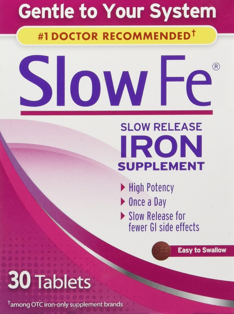 Supplemento Ferro Slow Fe – Compresse a rilascio lento, Alta potenza, Gentle sul vostro sistema, 30 compresse (Pack of 3)