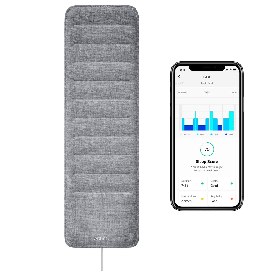 Withings Sleep - Dormire Tracking Pad Sotto la Materasso con l'analisi del ciclo del sonno