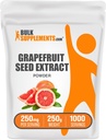 BulkSupplements.com Polvere di estratto di semi di pompelmo - Integratori di semi di pompelmo, Sorgente antiossidante - Supplemento di erbe, Senza glutine, 250 mg per porzione, 250g (8.8 oz) (Pack di 1)