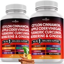 Ceylon Cinnamon, Turmerico, Aceto di sidro di mele, Ginseng, Aloe Vera, Berberine Plus Banaba, Ginger Root - 120 Count