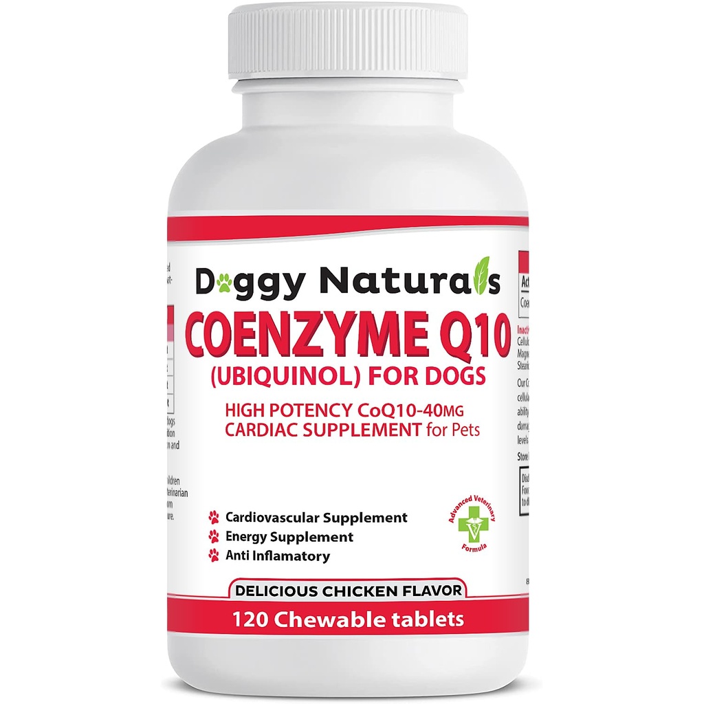 Coenzima Q10 ad alta potenza COQ10-40mg UBIQUINOL per cani (120 schede) Made in U.S.A. CoQ10 per cani