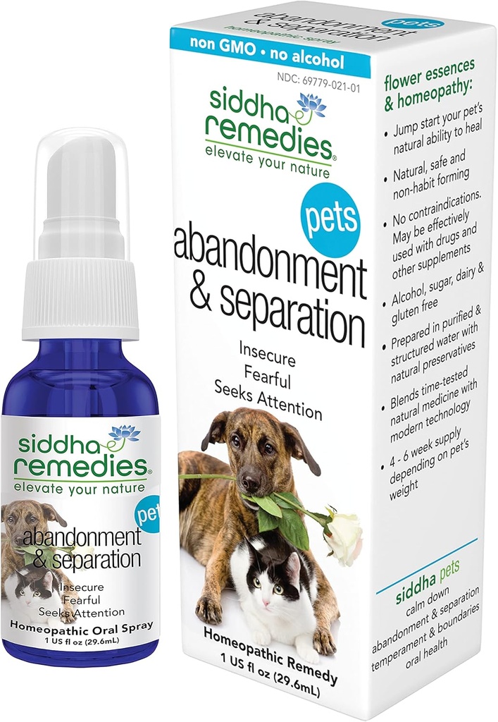 Siddha Remedies Abandonment & Separation for Pets | Rimedio omeopatico naturale per cani, gatti e animali | Aiuta naturalmente gli animali con paure e comportamenti ossessivi | Supporta l'indipendenza sana