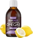 5X Ultimate Strength Omega 3 Fish Oil Liquid, Integratori di olio di pesce con acidi grassi DHA e EPA Omega3, Alta potenza Omega 3 con vitamina D, 7.60 floz, Limone Flavor
