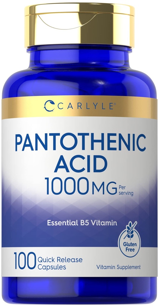 Acido pantotenico carlile | 1000mg | 100 capsule | Vitamina B5 essenziale | Non OGM, Integratore senza glutine