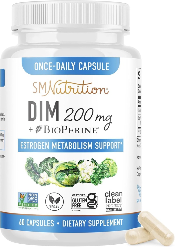Supplemento 200 mg | Estrogen Balance per le donne e gli uomini | Acne ormonale, Equilibrio ormonale, Menopause & Antiossidante Supporto | Clean Label Project Certified, Vegan & Soy Free Diindolylmethane | 60 Ct.