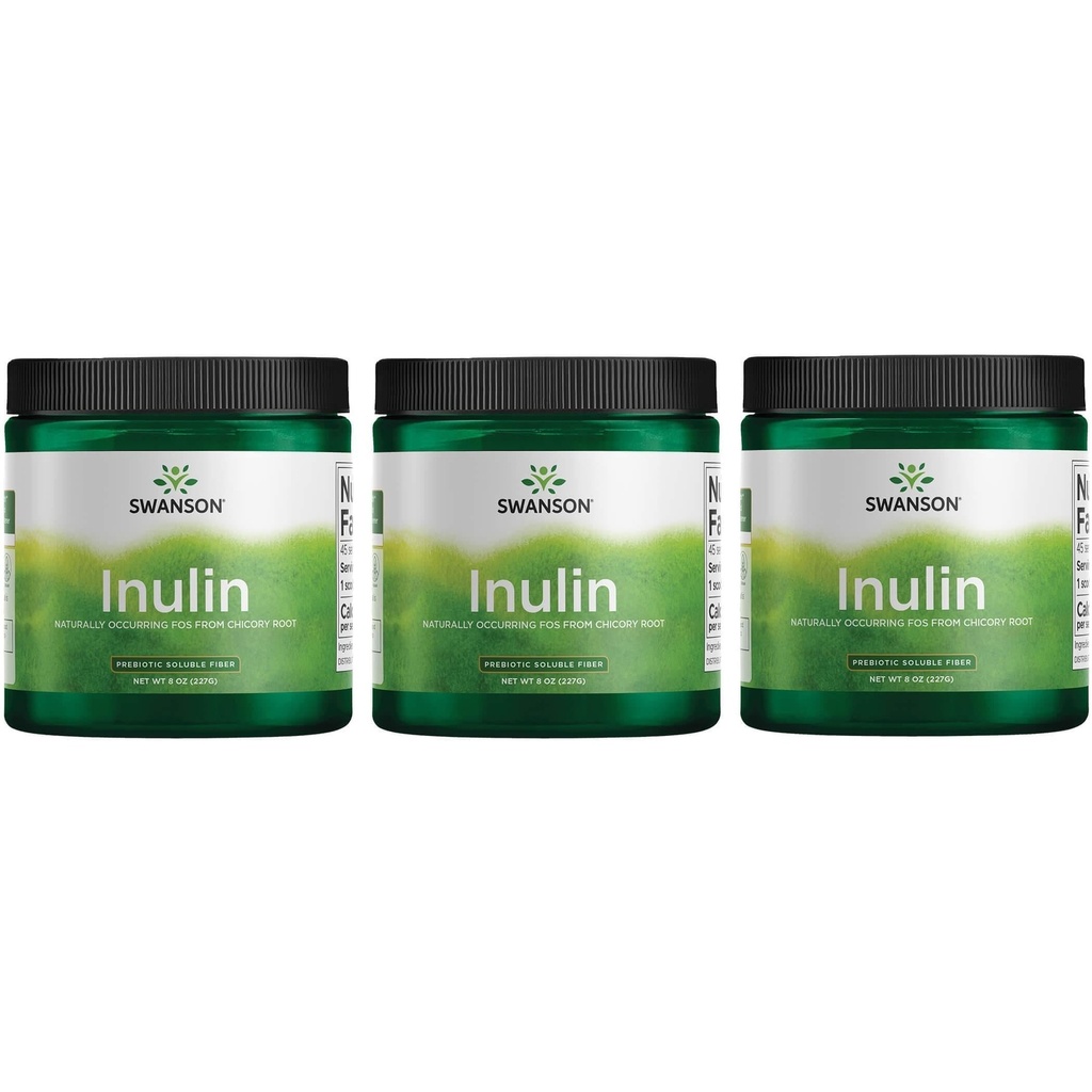 Swanson Inulin - Polvere di fibra solubile prebiotica Promuovere la salute digestiva - Naturally Occurring FOS da Chicory Root Supporting Performance Gut Complessiva - (8 oz Ciascun) (3 Pack)
