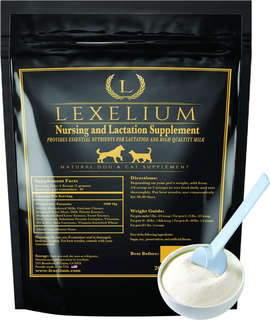 Integratore di infermieristica e Vitamine per cani e gatti infermieranti - Supplemento di infermieristica, lattazione e recupero per allevatori - Sviluppo muscolare e mentale per cuccioli e gattini - 200g