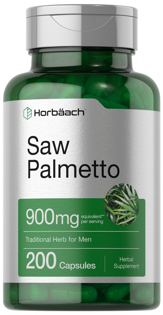 Horbaach Saw Palmetto Extract | 900mg | 200 capsule | Non OGM e Gluten Formula gratuita | Integratore tradizionale di erbe | da Saw Palmetto Berries