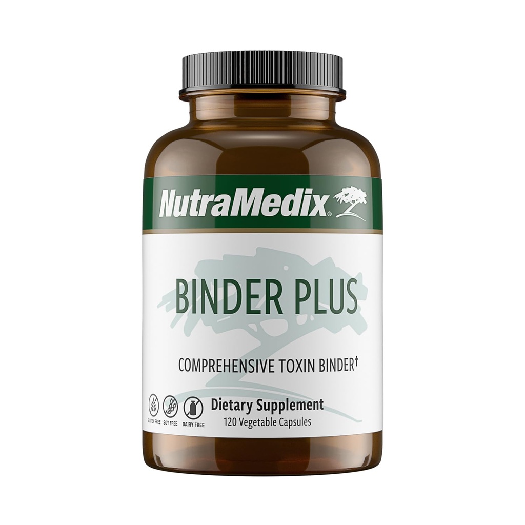 NutraMedix Binder Plus - Tossina Comprehensive Binder & Body Detoxifier - Supporto Antiossidante Prebiotico + Inulina, Bentonite, Aloe Vera, Carbone Attivato, Minerali Fulvic & Chitosan (120 capsule)