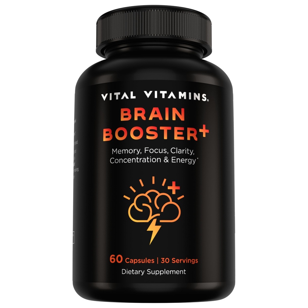 Vital Vitamins Nootropic Brain Supplement Plus - per Memoria, Focus, Concentrazione, Neuro Energy, Clarity - con Lion's Mane Mushrooms - 60 Capsule