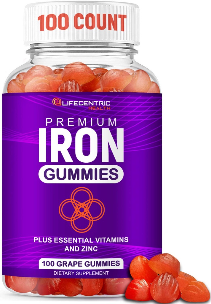 Gummie di ferro di calore per adulti e bambini | Biotin Zinc Vitamina B Gummies acido folico | Vegan Gluten Free per le donne e gli uomini