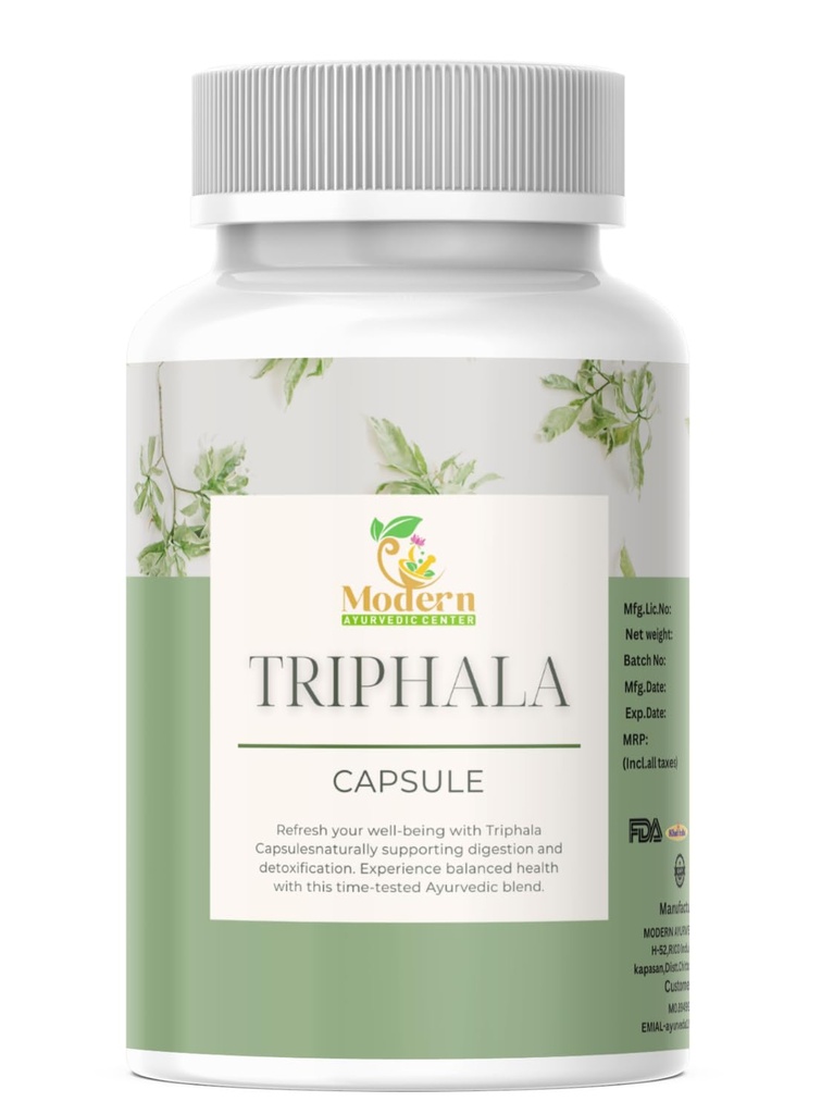 Triphala Capsule 120 per il supporto digestivo, Immune Boost & Antiossidante Vantaggi 100% Herbal Blend di Amla, Haritaki & Bibhitaki Promuove Gut Health (120 Capsule)