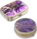 Pillola Case Pill Box con Specchio Retro Piccolo Pillola Case per Purse o Pocket Bronze Pill Box o Vitamine, Olio di Pesce, Integratori, Pillola Containe Regali di viaggio(2PCS)